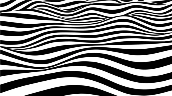 Onde abstraite noire et blanche avec effet de distorsion. Illusion optique. Illustration vectorielle torsadée. — Image vectorielle