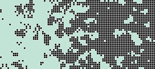 Farklı Boyutlardaki Parçacıkların Rastgele Düşüşü Soyut Piksel Mozaiği Vektör Illüstrasyonu — Stok Vektör