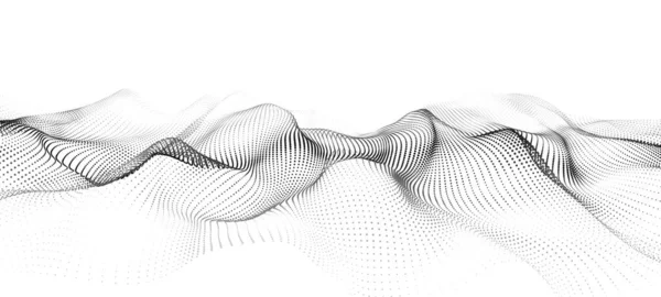 Hareket eden noktalar dalgası. Soyut beyaz arkaplan. Vektör illüstrasyonu.