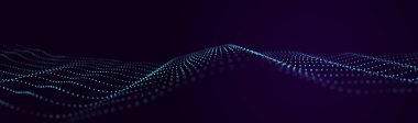 Büyük dijital veri arkaplanı. Hareketli noktalı soyut dalga. 3d oluşturma