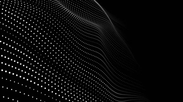 Onda Puntos Movimiento Sobre Fondo Oscuro Abstracto Ilustración Vectorial — Vector de stock