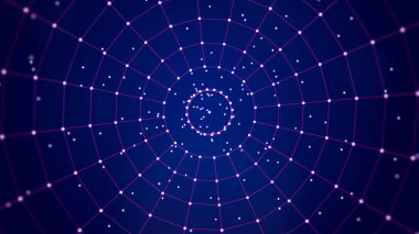 Noktalardan ve çizgilerden oluşan teknolojik arka plan. Büyük miktarda veri. Üç Boyut .