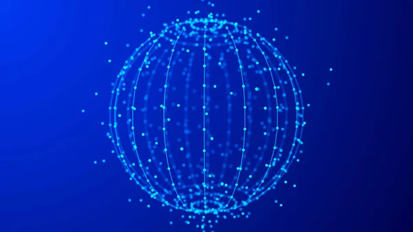 Esfera Con Partículas Información Movimiento Tecnología Comunicación Global — Foto de Stock