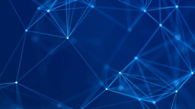 Veri dağılımı. Ağ görselleştirme, internet iletişimi. Teknolojik arka plan 3D