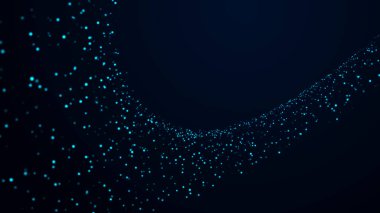 Hareket eden toz parçacıklarının soyut arkaplanı. Parıltılı olay ışığı. Rastgele parlıyor ve renk parlıyor. Üç Boyut .