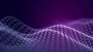 Soyut çokgen boşluk. Düşük polimerli 3D kablo. Yapay Zeka. Üç Boyut .