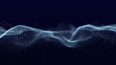 Soyut mavi fütüristik arka plan. Teknolojik veri akışı dalgası. 3B görüntüleme.