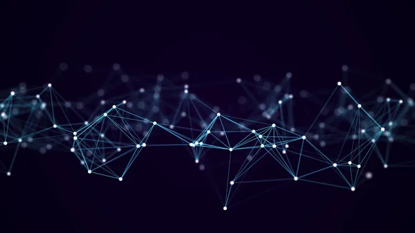 Veri dağılımı. Ağ görselleştirme, internet iletişimi. Teknolojik arka plan 3D