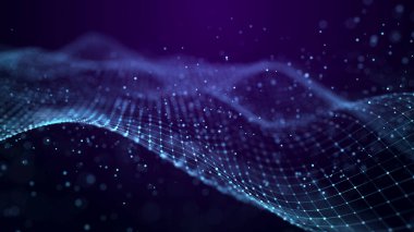 Soyut çokgen boşluk. Düşük polimerli 3D kablo. Yapay Zeka. Üç Boyut .