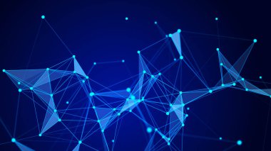 Veri dağılımı. Ağ görselleştirme, internet iletişimi. Teknolojik arka plan 3D