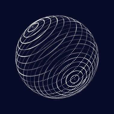 Noktalardan soyut küre. Teknolojik geçmiş. Sanal gerçekliğin analizi. Vektör çizimi. EPS 10.