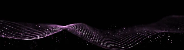 Abstract Sound Wave Web Banner Artificial Intelligence Expressed Moving Particles — Stock Fotó