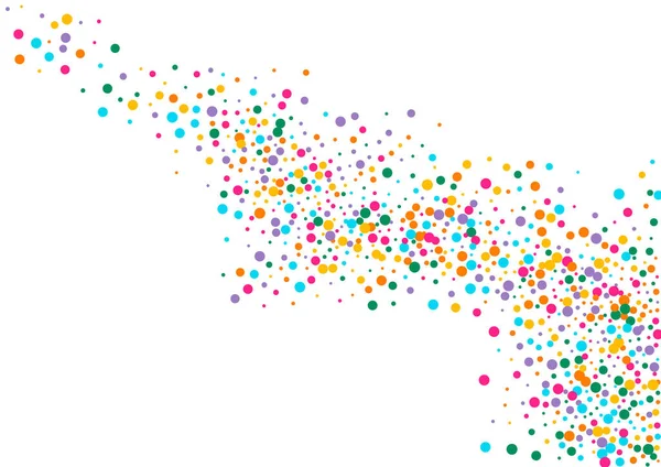 Renkli Polka Davetiye Vektörü Beyaz Arkaplan. Uçan Toz Kartı. Festival Çemberi Tasarımı. Gökkuşağı Konfeti Üst Davetiyesi.