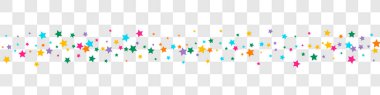 Gökkuşağı Kutlama Vektörü Panoramik Şeffaf Arkaplan Uzay Dokusu. Renk Dekorasyonu Parıltı Sınırı. Yıldızlı Düzen. Renkli Parıltı Tasarımı.