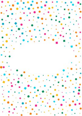 Renk Sıçrama Davetiyesi Vektörü Beyaz Arkaplan. Yuvarlak Duvar Kağıdı Kutlaması. Etki Çemberi İllüstrasyonu. Çok Renkli Yağmur Yağan Şenlik Şablonu.