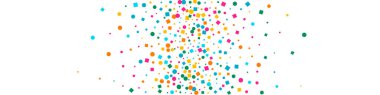 Parlak Yuvarlak Karnaval Vektörü Panoramik Arkaplan. Festival Confetti Banner. Vektör Polka Kartpostalı. Renkli Yağmurlu Uçan Doku.