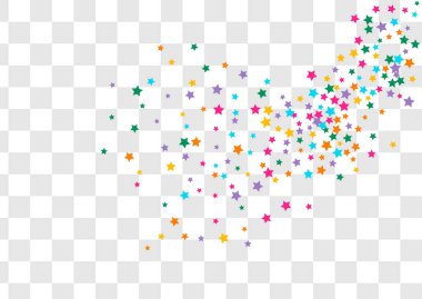 Parlak Sihirli Vektör Şeffaf Arkaplan Yağmuru Çizimi. Değişik Dekorasyon Şablonu. Yıldız Duvar Kağıdı. Çok renkli Kutlama Evreni Sınırı.