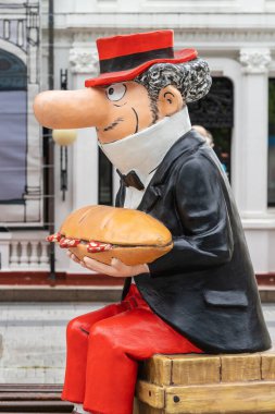 Coruna, İspanya, 16 Ağustos 2021. Galiçya 'daki A Coruna şehrindeki Salon del Comic' te Carpanta çizgi roman karakteri.. 