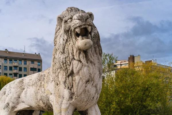 Stone lion statue in the city of Leon in Spain. — Stock Photo, Image