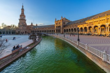 Seville, İspanya, 6 Mart 2022. İspanya 'nın güzel Plaza' sı Sevilla, Endülüs, İspanya