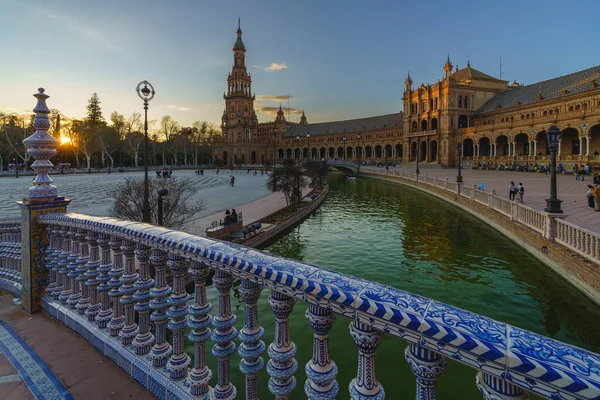 Siviglia, Spagna, 6 marzo 2022. Veduta della bellissima Plaza de Spain a Siviglia, Andalusia, Spagna — Foto Stock