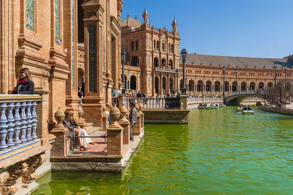 Siviglia, Spagna, 6 marzo 2022. Veduta della bellissima Plaza de Spain a Siviglia, Andalusia, Spagna — Foto Stock