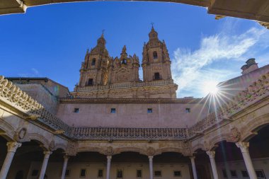 İspanya 'nın Salamanca şehrindeki Casa de las Conchas' ın avlusunda. Yüksek kalite fotoğraf