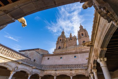 İspanya 'nın Salamanca şehrindeki Casa de las Conchas' ın avlusunda. Yüksek kalite fotoğraf