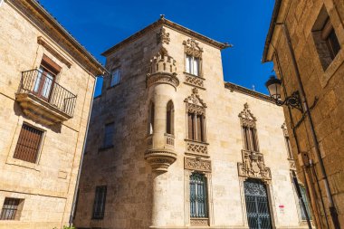 İspanya 'nın Salamanca kentindeki Ciudad Rodrigo şehrindeki Kartaca Markizi' nin evi. Yüksek kalite fotoğraf