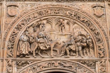 İspanya 'daki Salamanca Katedrali' nin cephesi. Yüksek kalite fotoğraf