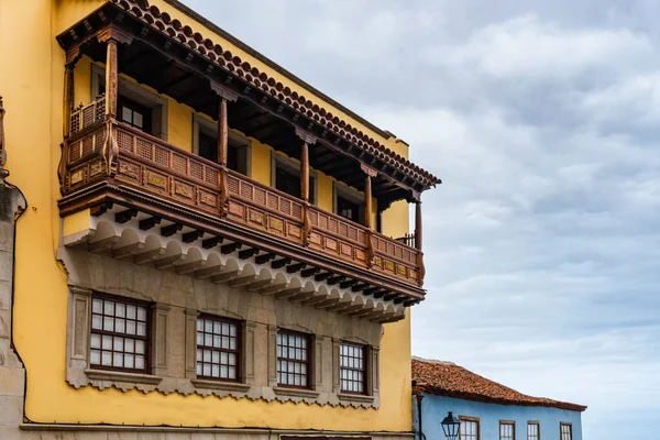 Varanda Madeira Típica Cidade Orotava Tenerife Ilhas Canárias Espanha Foto — Fotografia de Stock