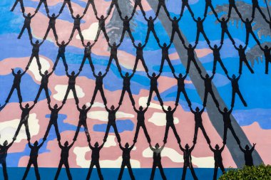 Puerto de la Cruz, Tenerife, 23 Haziran 2022. Tenerife 'deki Puerto de la Cruz' un duvarına grafiti. Kanarya Adaları. Yüksek kalite fotoğraf