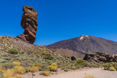Los Roques de Garcia ve Teide Dağı Teide Ulusal Parkı, Tenerife, Kanarya Adaları. Yüksek kalite fotoğraf