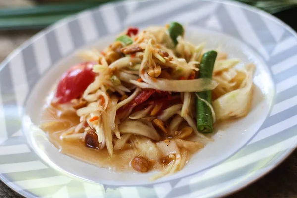 Salade Papaye Thaïlandaise Dans Une Assiette Salade Papaye Avec Caca — Photo