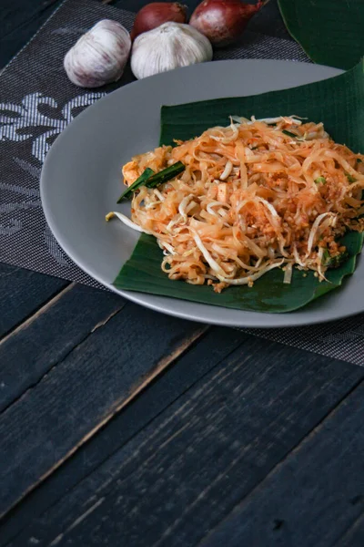 Nourriture Thaïlandaise Populaire Que Nous Appelons Pad Thai Servi Dans — Photo