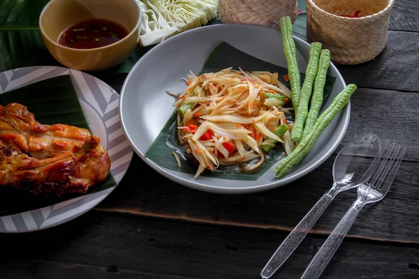 Piatto Cucina Thailandese Sia Thailandia Che Asia Papaya Insalata Come — Foto Stock