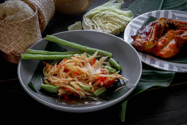 Plat Thaïlandais Fois Thaïlande Asie Papaya Salad Comme Nous Appelons — Photo