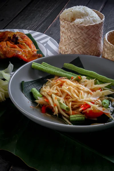 Plat Thaïlandais Fois Thaïlande Asie Papaya Salad Comme Nous Appelons — Photo