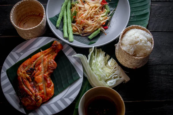 Plato Comida Tailandesa Tanto Tailandia Como Asia Ensalada Papaya Como — Foto de Stock