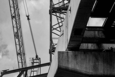 Bangkok, Tayland - 07 Eylül 2021: Bangkok 'ta inşaat halindeki beton kirişler.
