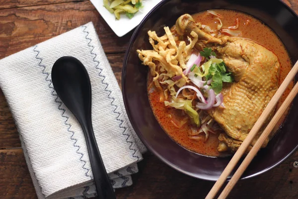 Північний Тайський Стиль Curried Noodle Soup Chicken Або Називаємо Khao — стокове фото