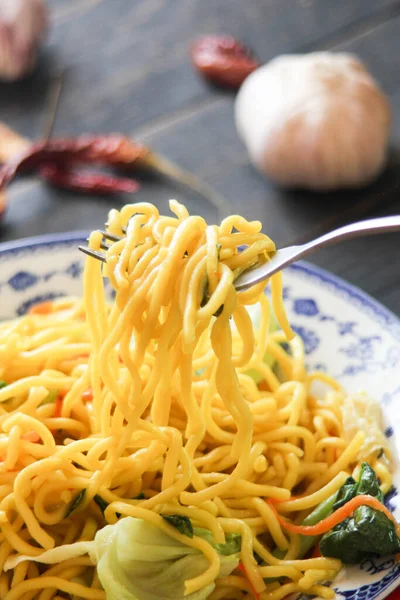 Yakisoba Japanese Food Asian Style Patterned Bowl — Stock Photo, Image