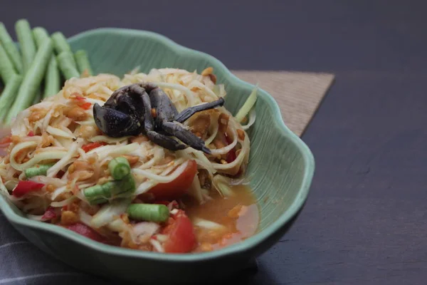 Popüler Tayland Yemekleri Papaya Salatası Taylandlıların Somtumpoo — Stok fotoğraf