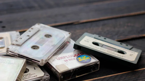 Bangkok Thailand June 2021 Cassette Tapes Beatles John Lennon Nirvana — Stock Photo, Image