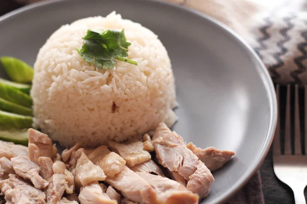 Hainanese Chicken Rice Rice Steamed Chicken Soup — Stock Photo, Image