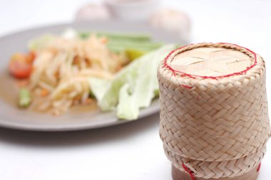 Tayland halkının yapış yapış beyaz konteynırları..