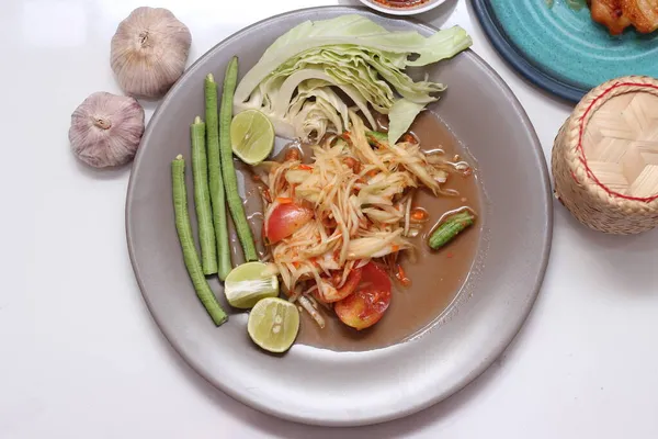 Thai Papaya Salad What Call Somtum Thai Famous Local Thai — Stock Photo, Image