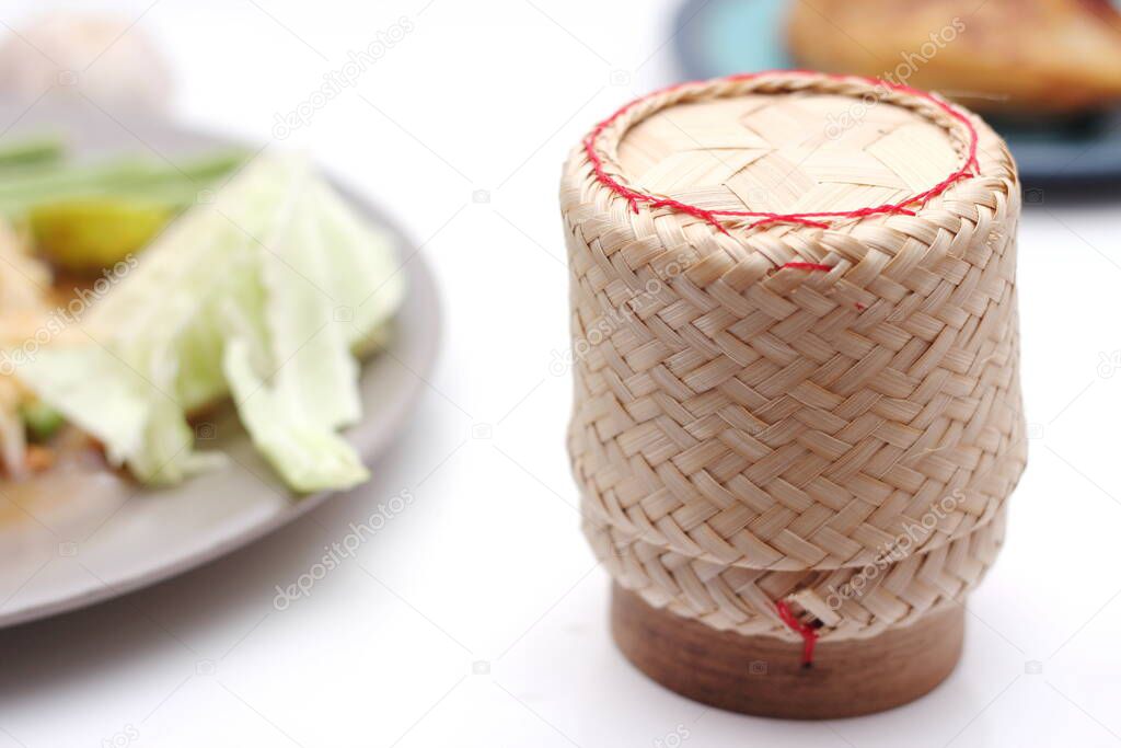 Sticky white containers of Northeastern Thai people.
