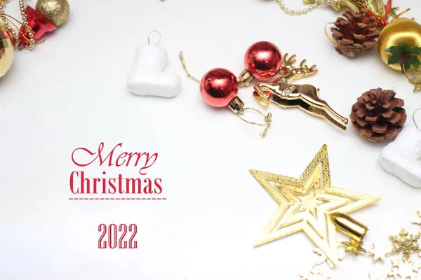 Christmas Decorations Placed White Background — Stock Photo, Image
