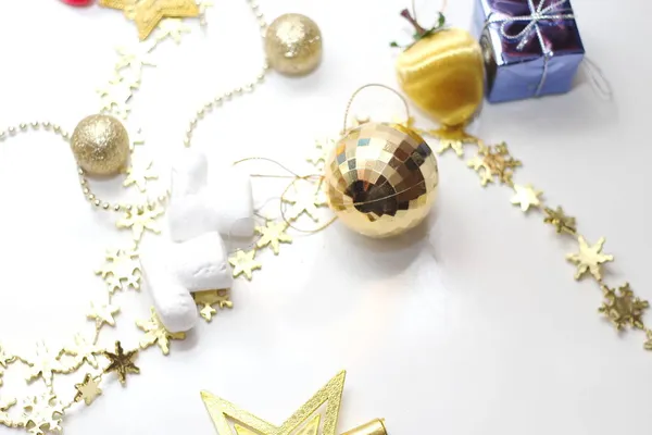 Christmas Decorations Placed White Background — Stock Photo, Image